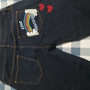LOVE MOSCHINO JEANS WITH HEARTS AND RAINBOW ON BACK POCKET